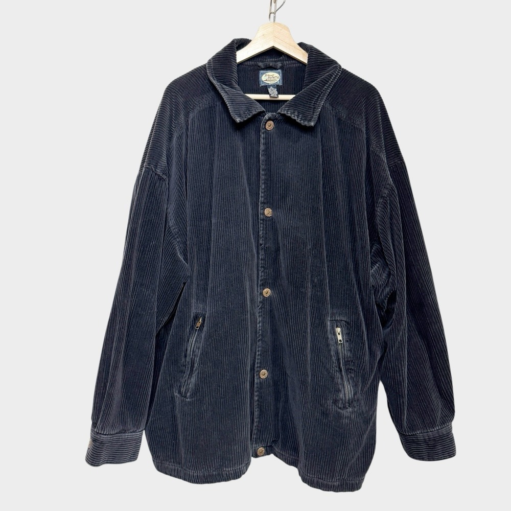 Tommy Bahama XL Navy Blue Corduroy Jacket 90s Grunge Oversized Skater Cabincore